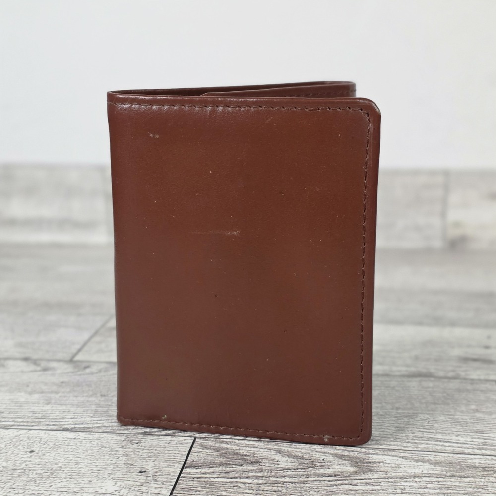 Wilson Leather Wallet Trifold Brown Smooth Leather ID Cards Stained Interior
